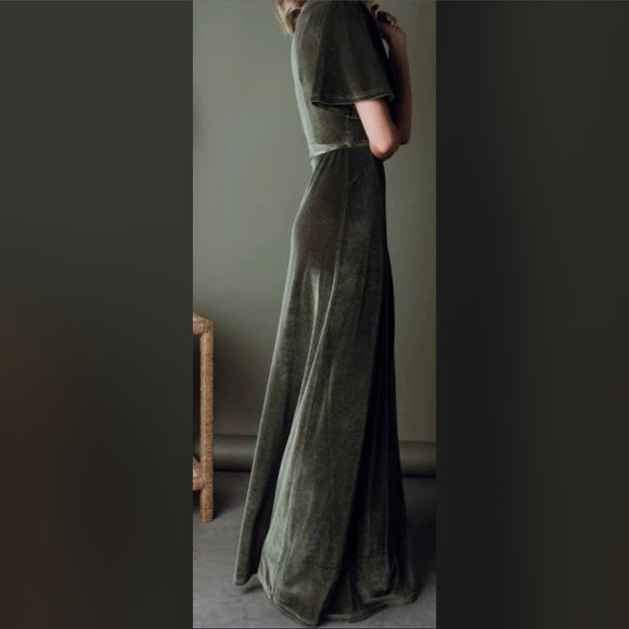 Baltic Born Meghan Olive Velvet Wrap Maxi Dress NWT - Picture 3 of 4